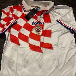 CROATIA National Team White RETRO JERSEY Sz Men's M,L,XL or 2XL NWT by Lotto